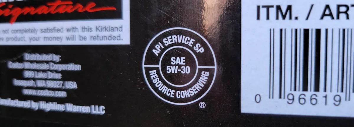 API certification oil label