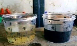 engine oil sludge vs clean oil