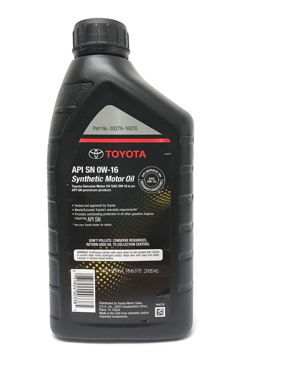 0W-16 motor oil bottle