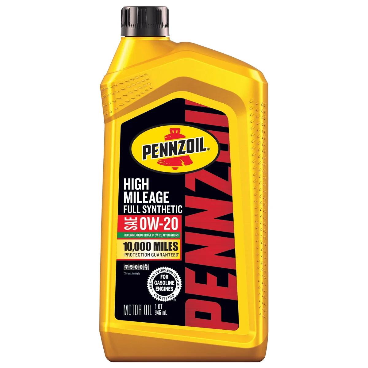 0W-20 synthetic motor oil jug