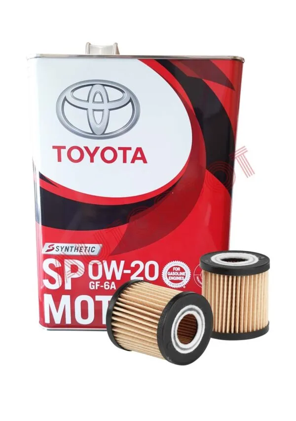 0W-20 synthetic oil bottle and filter