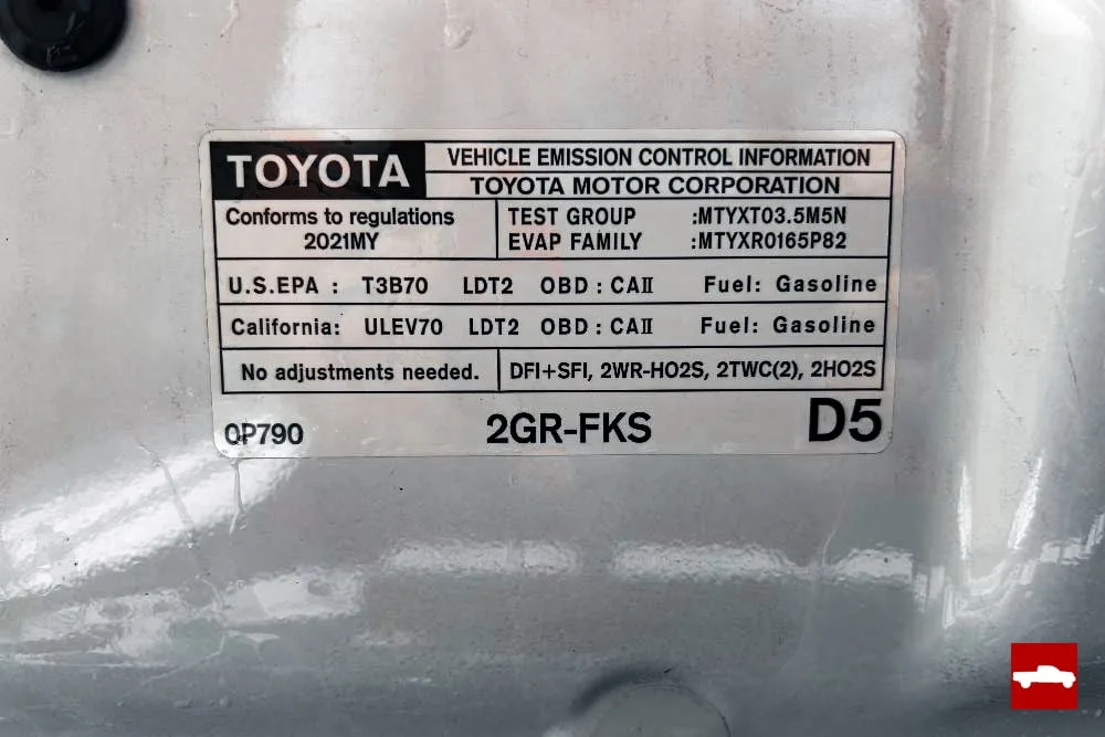 2004 Toyota Tacoma engine identification