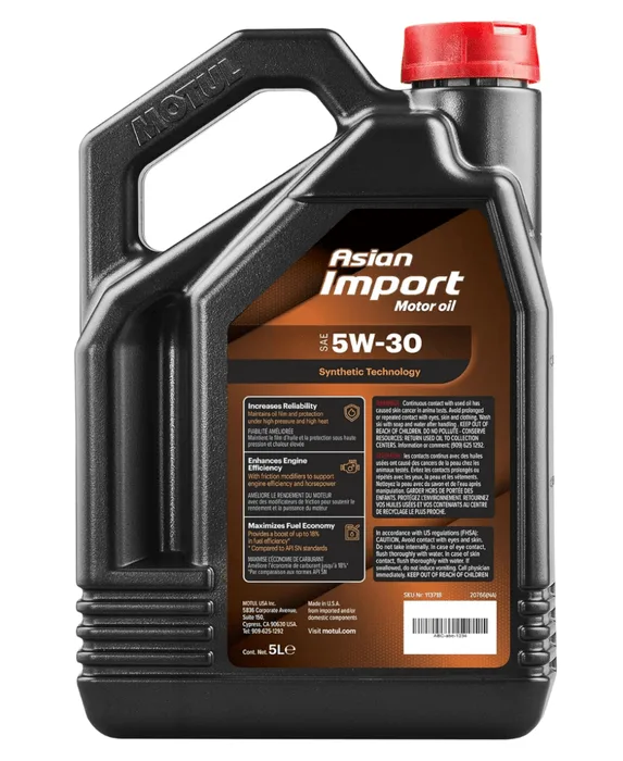 5W-30 oil bottle and quart measurement