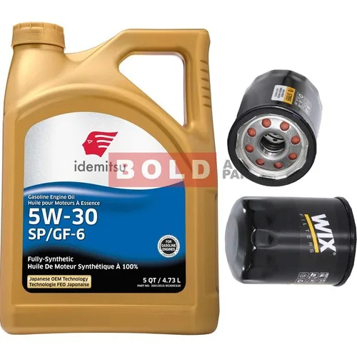 5W-30 oil jug and oil filter