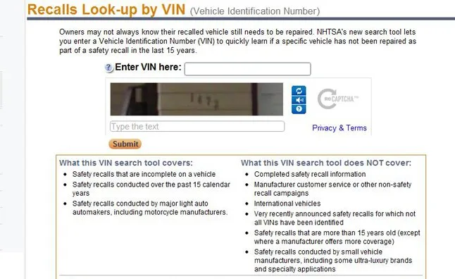 NHTSA 2009 Venza recall lookup