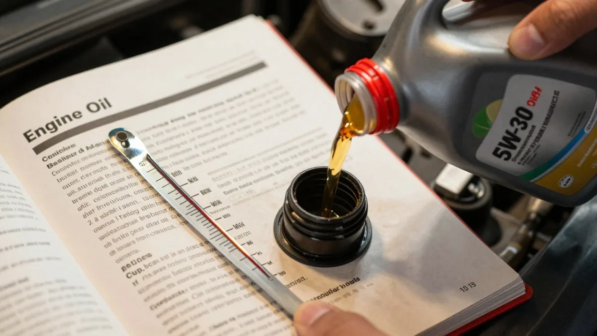 Toyota 0W-20 oil bottle and dipstick