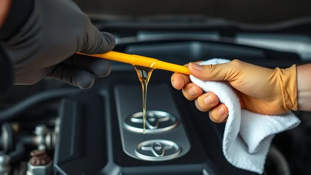 Toyota Tacoma oil dipstick reading